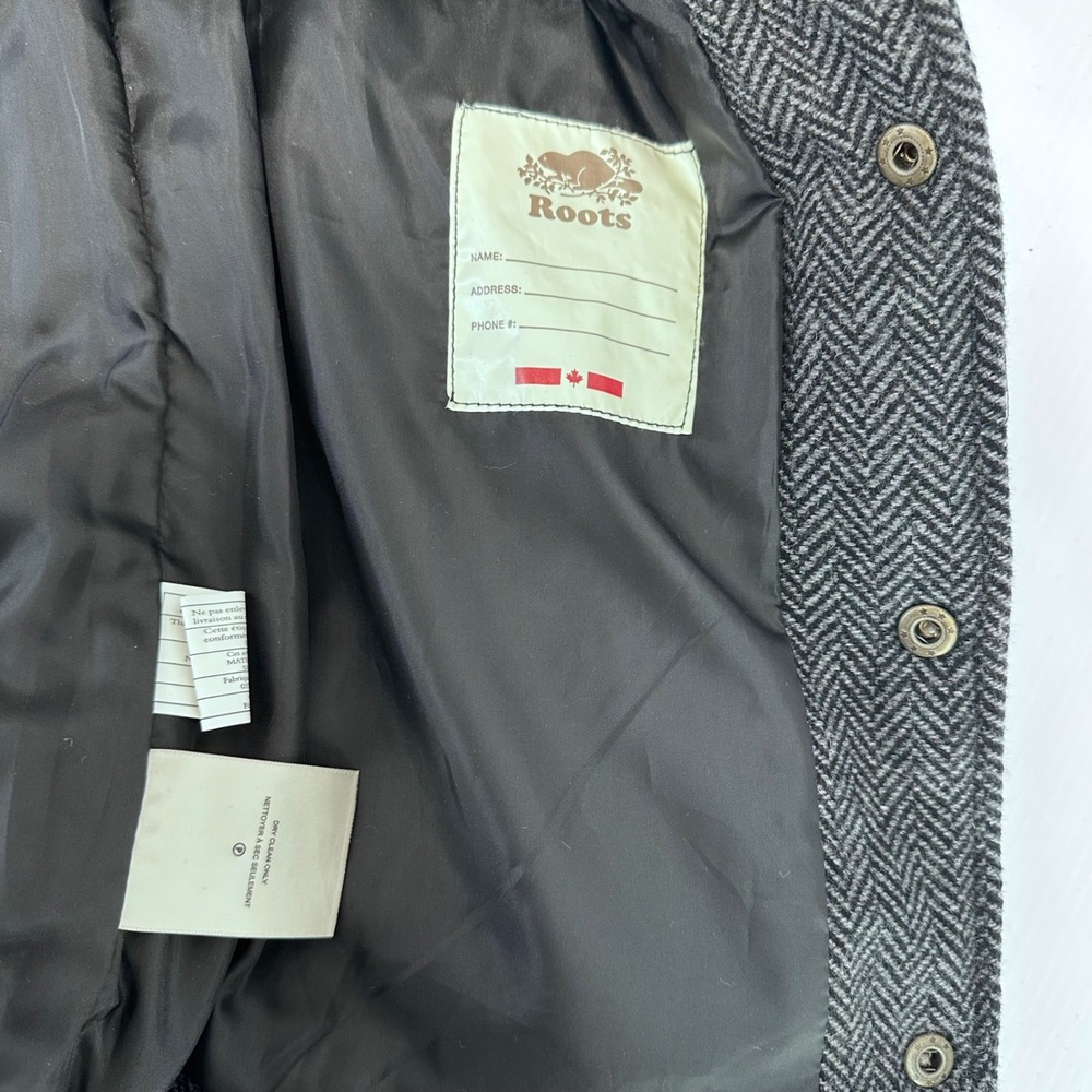 Roots‎ Canada Kids Puffer Vest Herringbone Tweed Brown Suede Patch Size XXL TTG - Picture 5 of 9